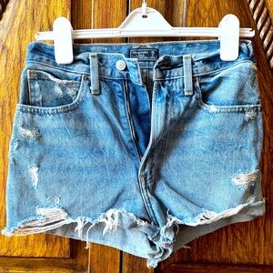Abercrombie Light Blue Ripped Jean Shorts